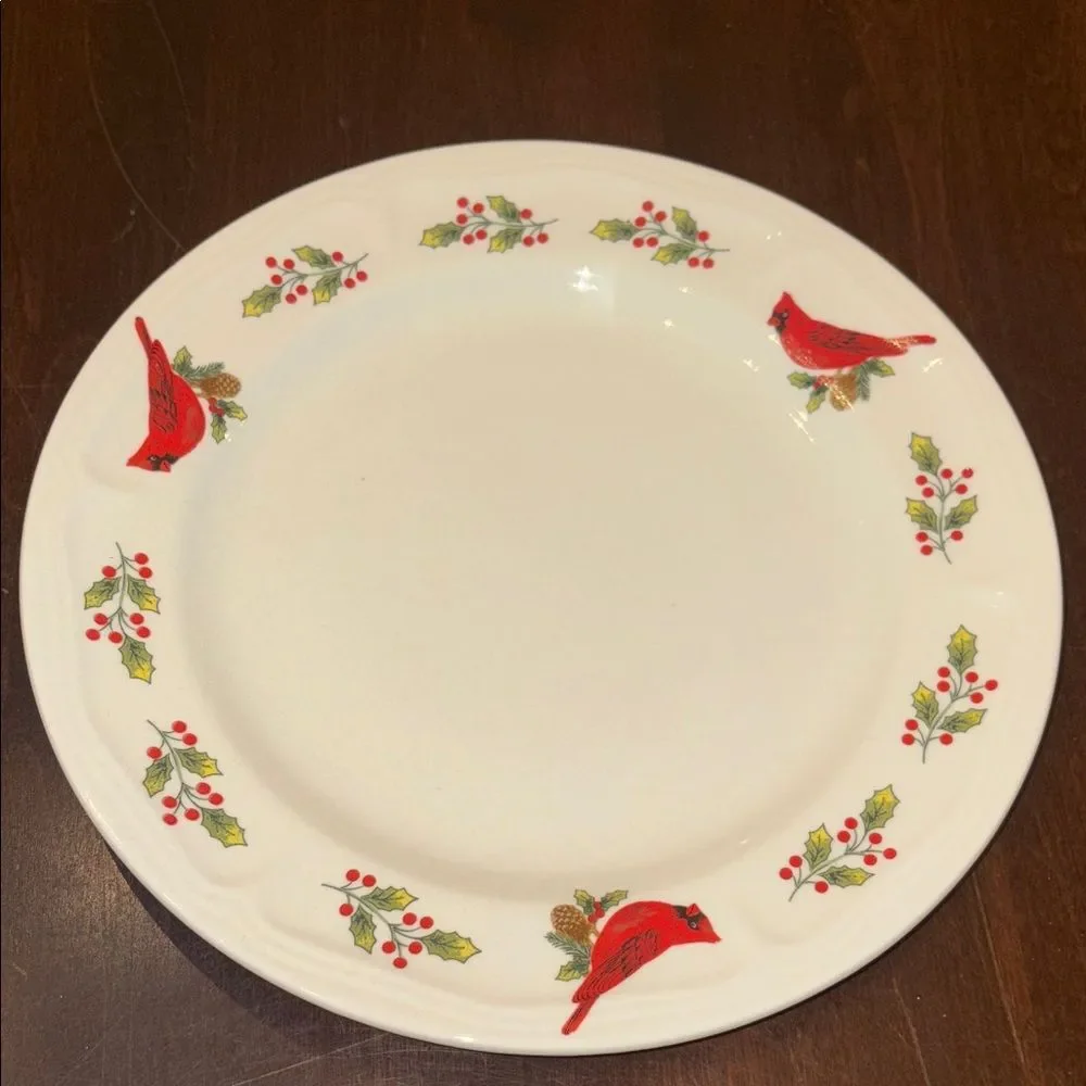 3 Winter Birds Dinner Plates by Everyday Gibson Designs Cardinals & Holly